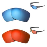 Walleva Fire Red + Ice Blue Polarized Replacement Lenses For Oakley Drop Point