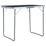 Hopfällbart campingbord med metallram 80x60 cm grå