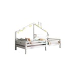 Lit cabane lit enfant avec étagère de rangement forme cheminée 90x200 blanc - Liberté