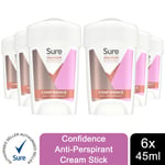 6x 45ml Sure Women 96 H Anti-Perspirant Deodrant Cream For Maximum Protection