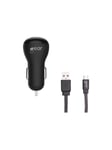 GEAR Charger 12V 1xUSB 1A Black MicroUSB Cable 1m