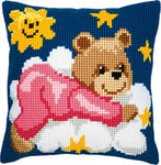 Vervaco Pink Teddy Cross Stitch Cushion, Multi-Colour, One