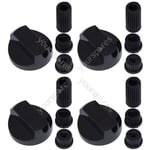 4 X Hotpoint Universal Cooker/Oven/Grill Control Knob And Adaptors Black