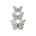 12st 3D Fjärilar i Metall, Väggdekoration - Silverblad