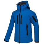 KUPAO Waterproof jackets mens Softshell Jacket Men Waterproof Fleece Thermal Outdoor Hooded Hiking Coat Ski Trekking Camping Hoodie Clothing-blue_XXL