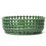 Ferm Living, Ceramic Flätad skål Emerald Green