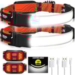 Kraftfulla COB LED-strålkastare 230 graders belysning USB -uppladdningsbar strålkastare Vattentät pannlampa Head Front Light med batteri