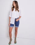 Womens Blue Shorts - Summer - Cotton - Mid Thigh - High Waist - Denim | KATIES