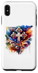 Coque pour iPhone XS Max Croix de foi abstraite vibrante artistique éclaboussure de couleur