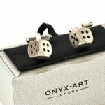 Dice Shaped Cufflinks - Best man Wedding Groom onyx art - CK04  