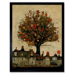 Giant Untidy Quirky Street Tree Art Print Framed Poster Wall Decor 12x16 inch
