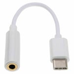 USB Type C Male to 3.5mm Female Audio Aux Headphone Adapter For Samsung - White
