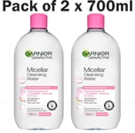 Garnier Micellar Cleansing Water Skin Face Make Up Remover Bottle Pack 2 x 700ml
