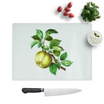 Tempered Glass Chopping Board - Green Apple by Pierre-Joseph Redoute - Textured Worktop Saver Cutting Board - Heat Resistant, Shatterproof and Hygenic - 39 x 28.5 cm