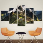 WENXIUF 5 Panel Wall Art Pictures Caucasus Mountains,Prints On Canvas 100x55cm Wooden Frame Ready To Hang The Animal Photo For Home Modern Decoration Wall Pictures Living Room Print Decor
