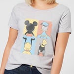 Disney Mickey Mouse Donald Duck Mickey Mouse Pluto Goofy Tiles Women's T-Shirt - Grey - XXL