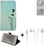 For Motorola Edge 30 Neo protective case + EARPHONES cover bag wallet flipstyle 