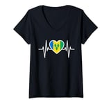 Womens My Heart beat for Saint Vincent and the Grenadines Heartbeat V-Neck T-Shirt