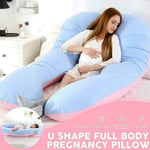 U Shape Pregnancy & Maternity Pillow Full Body Detachable K Grey Blue 140x80cm