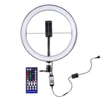 AJH 12" Selfie Ring Light with APP & Remote Control, LED Camera Ringlight W/Cell Phone Holder for Live Stream, Makeup & YouTube Video, Compatible with iPhone Xs Max XR Android(NO Tripod Stand)