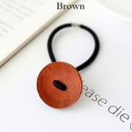 Elastic Hair Bands Solid Wood Rubber Brown