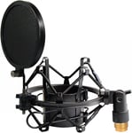 Tencro 47-53mm AT2020 Microphone Shock Mount with Pop Filter & Adapter High Mic