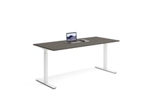 Wulff Hev senk skrivebord 180x80cm 670-1170 mm (slaglengde 500 mm) Färg på stativ: Hvit - bordsskiva: Mørk aske