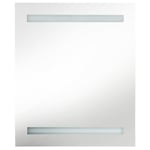 Badeværelsesskab med spejl + LED-lys 50x14x60 cm egetræ og hvid
