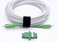 Elfcam® - Câble à Fibre Optique pour Orange Livebox SFR La Box Fibre Bouygues Bbox, La Livraison avec Le Coupleur pour Rallonge Fibre Optique, SC/APC à SC/APC Monomode Blanc, 15M