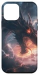 Coque pour iPhone 12 mini Silhouette de dragons épiques fantaisie feu épique