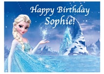 FROZEN DISNEY ELSA PRINCESS CAKE TOPPER PARTY PERSONALISED RICE/WAFER PAPER  J