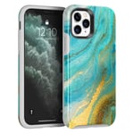 Bosdeny Case for iPhone 11 Pro Max, Marble Gold Sparkle Glitter Design Hard Silicone Back and Soft TPU Bumper Protective Shockproof Cover Compatible with iPhone 11 Pro Max 6.5 Inch - Green Marble