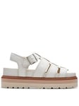 Clarks Orianna Twist Leather Platform Fisherman Sandals - Off White, White, Size 7, Women