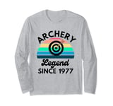 Archery Legend Since 1977 Retro Sunset Birthday Celebration Long Sleeve T-Shirt