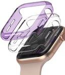 Ringke Slim Case [2 Pack] Compatible with Apple Watch Series 6/5/4/SE [40mm], iWatch Raised Bezel [Frame Only] Premium PC Hard Thin Cover - Clear/Purple