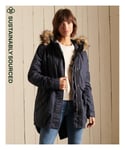 Superdry Womens Military Fishtail Parka Coat - Blue Cotton - Size 8 UK