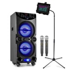 LIVE2104 Karaoke Machine Speaker Set with Tablet Stand & Wireless Microphones