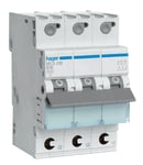 Hager MCS316 Dvärgbrytare 3-pol, 6kA, C-karakteristik 16A