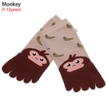 Five Finger Socks Toe Ankle 7-12y Monkey