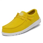 Hey Dude Men's Wally Slub Canvas Moc Toe Shoes, Empire Yellow, 3 UK