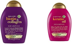 OGX Biotin & Collagen Hair Thickening Shampoo, 385Ml & Strength and Length Kerat