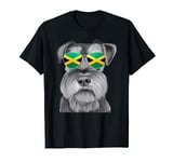 Miniature Schnauzer Dog Jamaica Flag Sunglasses T-Shirt