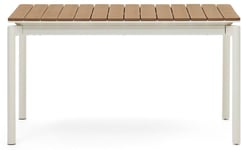 Canyelles, Udtrækkeligt udendørs spisebord, moderne, nordisk, metal by Laforma (H: 76 cm. x B: 140 cm. x L: 90 cm., Hvid/Brun)