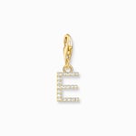 Thomas Sabo Charm-hängsmycke bokstaven E med vita stenar guldpläterad
