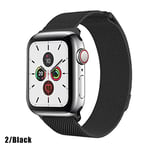 MJJKIO milanese loop for apple watch Series 1 2 3 4 5 band for iwatch stainless steel strap Magnetic buckle 38mm 40mm 42mm44mm Bracelet For 38MM and 40MM Black