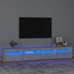 Meuble tv avec lumières led Gris béton 240x35x40 cm