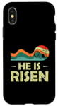 Coque pour iPhone X/XS T-shirt chrétien « He Is Risen Sun Resurrection Easter »