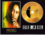 Bob Marley Vinyl Effect CD Display Black or Gold Disc and 3 film cells (Gold Disc, Chant Down Framed)