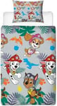 Official Nickelodeon Paw Patrol Single Duvet Cover – Sky, Marshall & Chase Dino Reversible Bedding Set (Grey)