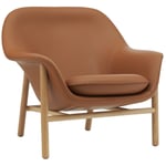 Normann Copenhagen-Drape Lounge Chair Low Grey Steel Lænestol Skum Fremstillet af læder Fremstillet af læder, Ramme i egetræ Brun